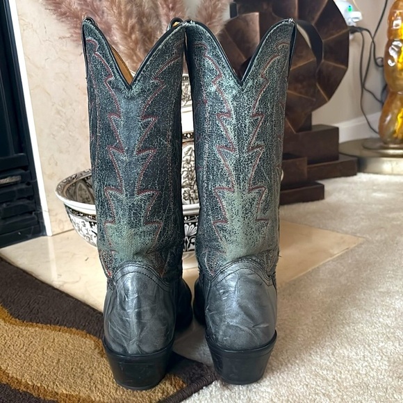 Durango Genuine Leather Distressed Vintage Western Cowboy Boots Green Gray - Picture 8 of 16